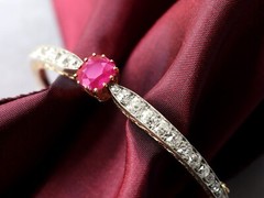 Antique 2.90Ct Ruby and 4.12Ct Diamond, 18k Rose Gold Bangle Circa 1890