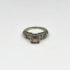 14k White Gold Vintage Art Deco Diamond Engagement Ring Size 3.5 (1705942-11)
