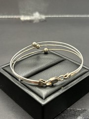 Vintage 7″ Sterling Silver 3-Strand Bracelet 6 Grams Rigid G24