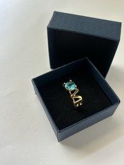 Vintage Blue Cubic Zirconia Ring Gold Plated Womens Size 8.5