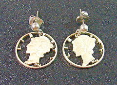 Mercury Dime Silver Cutout Stud Earring Set—-Free Ship