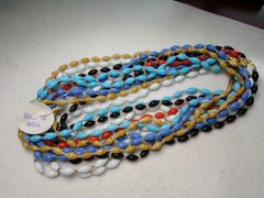 Vintage Glass Beaded Necklaces Made in India Lot of 12, Various Colors, Each 20″