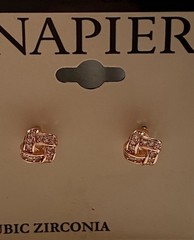 Napier Earrings Rose Gold Rhinestones Pierced Earrings Posts Beautiful NWT