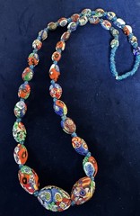 Vintage Murano Millefiori GraduatedGlass Bead Necklace Italian Art Glass 26” FAB
