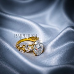 Oval and Marquise Moissanite Engagement Ring 925 Sterling Silver Bridal Promise