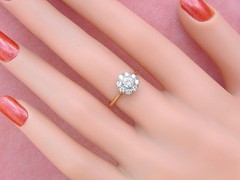 ANTIQUE VICTORIAN .49ctw TRANSITIONAL DIAMOND 18K PETITE CLUSTER RING c1900