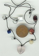 12 NINE WEST GENUINE MULTI-GEMSTONE HEART PENDANT HAND STRUNG 16″ NECKLACES 126A