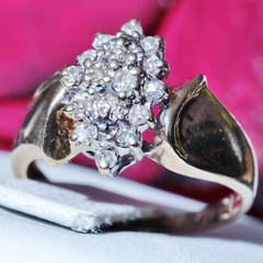 10k yellow gold ring 0.30ct natural diamond sz 5 cocktail handmade vintage 3gr