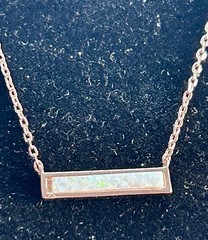Rose Gold Bar Pendant Necklace Opal Like Bar ADJUSTABLE 16” To 18”