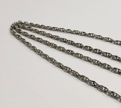 Vintage Silver-Tone Zebra Cabochon Pendant Necklace~23″~Rope Chain~48g