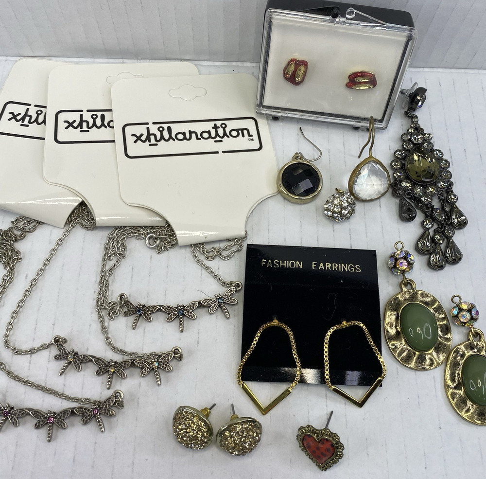 Jewelry Lot For Parts Only- Repairs- Singles XHILARATION Dragonflys Ruby Slipper