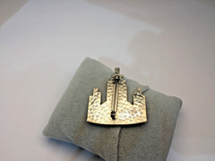 VTG Enamel Art Deco Black Skyscraper Brooch w/ Barrel Clasp -Pierre Bex Style!