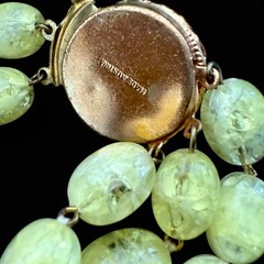 Austria Lucite Bead Necklace Yellow Multi Strand Mid Century Vintage Bib 18 Inch