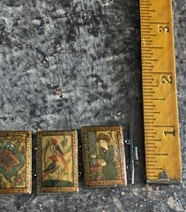 Antique Persian Hand Painted 8-Panel Story Bracelet on Bone Pin & Barrel Lock
