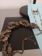 vintage jewelry Velvet Rose Necklace, Goth, Brooch, Earrings. Unique/Rare