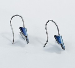 Sweet Butterfly Earrings Drop Blue Green Enamel Sterling Silver Hook Estate Vtg
