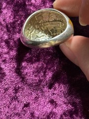 925 Sterling Silver Vintage Ring Yellow Mother Of Pearl Mosaic Inlay Dome