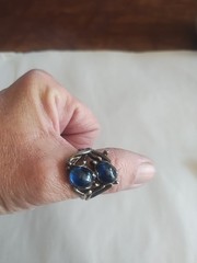 Vintage Silver.925 Ring with 2- Blue Stones. Very Good Condition