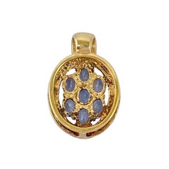 Oval Tanzanite Cluster Pendant | Diamond | Gold Tone Sterling Silver 925