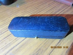 14k Gold Bar Pin Brooch With 3 Round Sapphires W Blue VTG Tiffany Box 4.5 grams