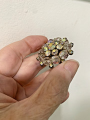 Vintage Aurora Borealis Crystal Brooch Pin
