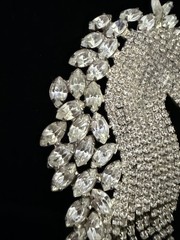 Crystal Horse Brooch Pin Custom Handmaid Rhinestone Vintage 3 x 3.5 inches