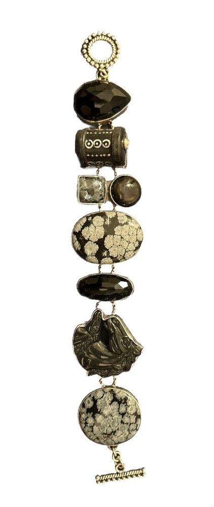 Amy Kahn Russell Vintage Sterling Multi Stone Horse Toggle Bracelet