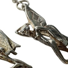 Vintage Art Deco Silver Butterfly Winged Nude Fairy Woman Dangle Earrings