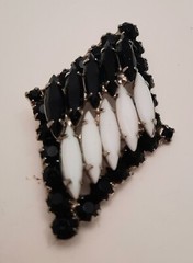 Vintage Black And White Navette Brooch Juliana D & E