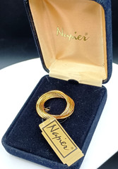 Vintage Napier Brooch Gold Tone Love Knot 1.25″ In Box