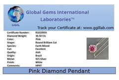 HUGE ,Gorgeous 30.50 Ct Pink Diamond Solitaire Necklace-FREE Diamond Studs