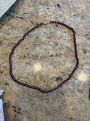 Vintage Genuine Almandine Garnet Small Bead Strand Choker Necklace Barrell Clasp