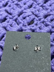 Vintage Silvertone Clear Rhinestone Pave Circle Stud Earrings 3/8 inch