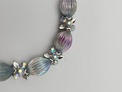 Vintage LISNER 1959 Melody IRIDESCENT Molded Glass Bracelet and Earrings