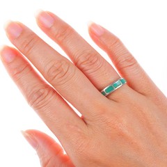 sz6 vintage Zuni sterling silver flush channel inlay turquoise size 6 ring