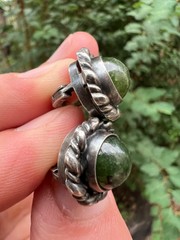 Vintage soviet earrings with Export stamp silver 925 with Nephritis USSR