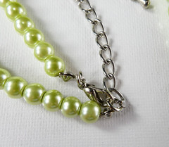 Pretty Mint Green Bead Drop Necklace Silver Tone Hardware Elegant Fashion Jewel
