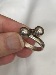 Vintage Mexico 925 Sterling Silver Double Bubble Ball Orb Modernist Ring