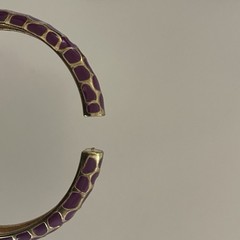 Bangle Bracelet Purple Enamel Hinged Clamp Clamper Gold Tone
