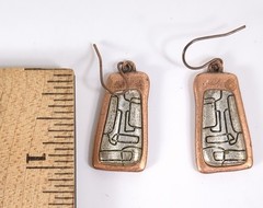 PREMIER DESIGNS Boho Tribal Copper Silver Tone Necklace Pierced Earrings Set VTG