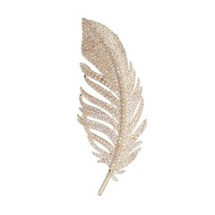 Gold Rhinestone Feather Brooch Pin for Women Men Fashion Crystal Delicate Lea…