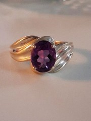 Vintage Oval Cut Amethyst Cocktail Band Ring Size 7 Sterling Silver