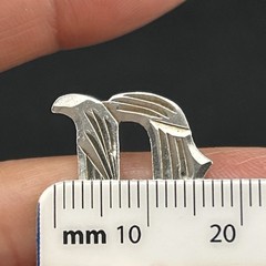 Vintage Rare Sterling 925 Mexican Monogram P K Screw Back Brooch Set 4029