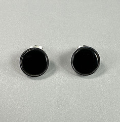 VTG TEKA Theodor Klotz Germany 925 Sterling Silver Onyx MCM Clip Earrings 0.5″