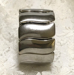 Vintage Silver tone Accordion Expansion Stretch Cuff Bracelet