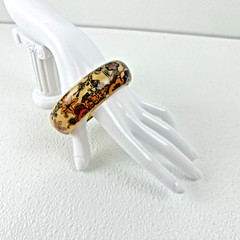 Womens Bangle Bracelet Boho Chic Classic Retro Floral Patterned Lucite Vintage