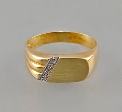 Vintage Siegel Ring 585 Yellow/White Gold Diamond Gr. 62 (19,7 mm Ø)