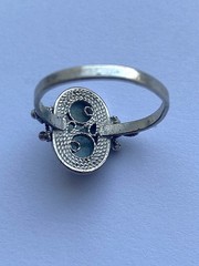 Vintage Rostov Finift Enamel Pendant & Ring Floral Hand-Painted Silver Plated