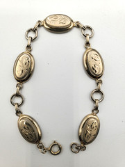 Vintage 12K Gold Filled Engraved Oval Link Bracelet Elegant Etched 14.4g