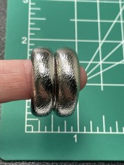 Vintage 1.1” Textured Silver Tone Metal Clip Hoop Earrings